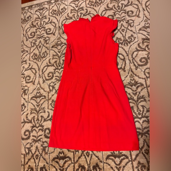 JB by Julie Brown nyc red sheath dress ruffled high neckline cap sleeves - Picture 5 of 5